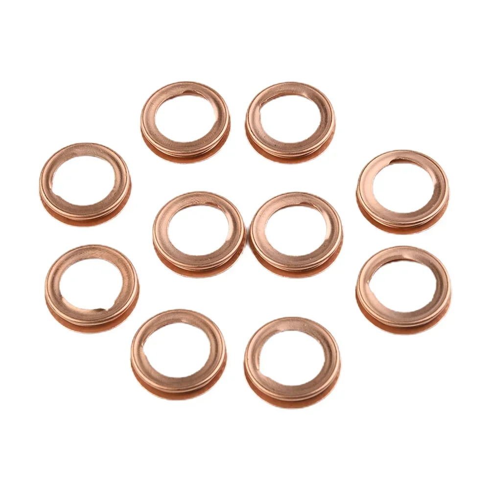 Car Screw Gasket 10pcs Car Engine Oil Drain Plug Gasket Copper Colored Oil Drain Plugs Crush Washers Gaskets Rings For Nissan For Infiniti