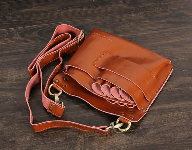 Leather Professional Barber Hair Scissors Bag Salon dressing Pouch Case  Styling  Tools