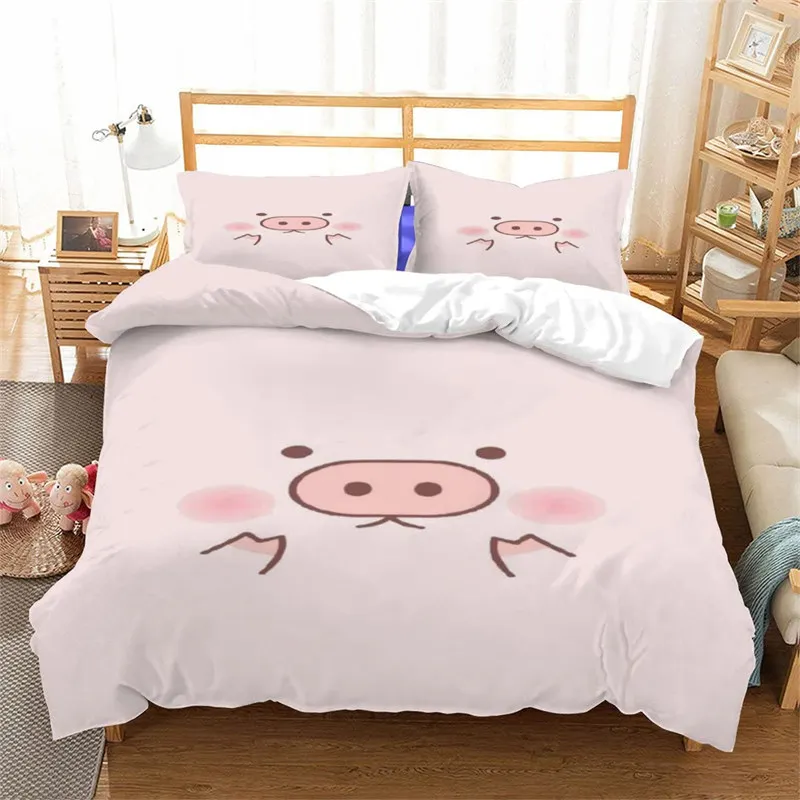 Cartoon Lovely Pig Duvet Cover Kawaii Animals Bedding Set King - Main Image
