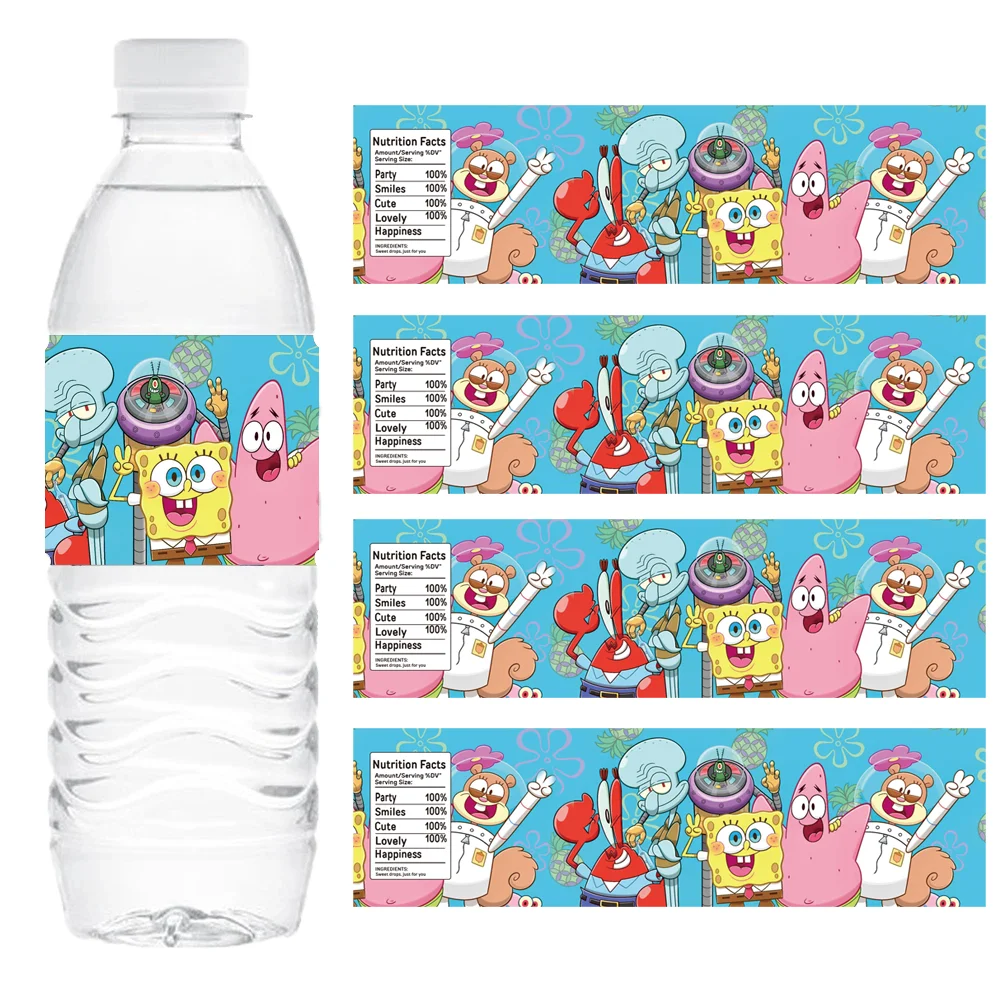 

Hot Sponge Cartoon Bob Stickers Water Bottle Sticker Party Kids Favors Waterproof Birthday Decoration Baby Shower ﻿Gift Supplies