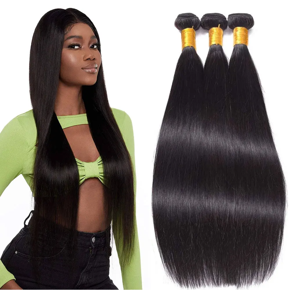 Brazilian Hair Weave Bundles 1 Bundle 100g 30 inch Straight Human Hair Burndles Natural Black Weft human hair extensions human hair bundles human hair bulk Human Extensions