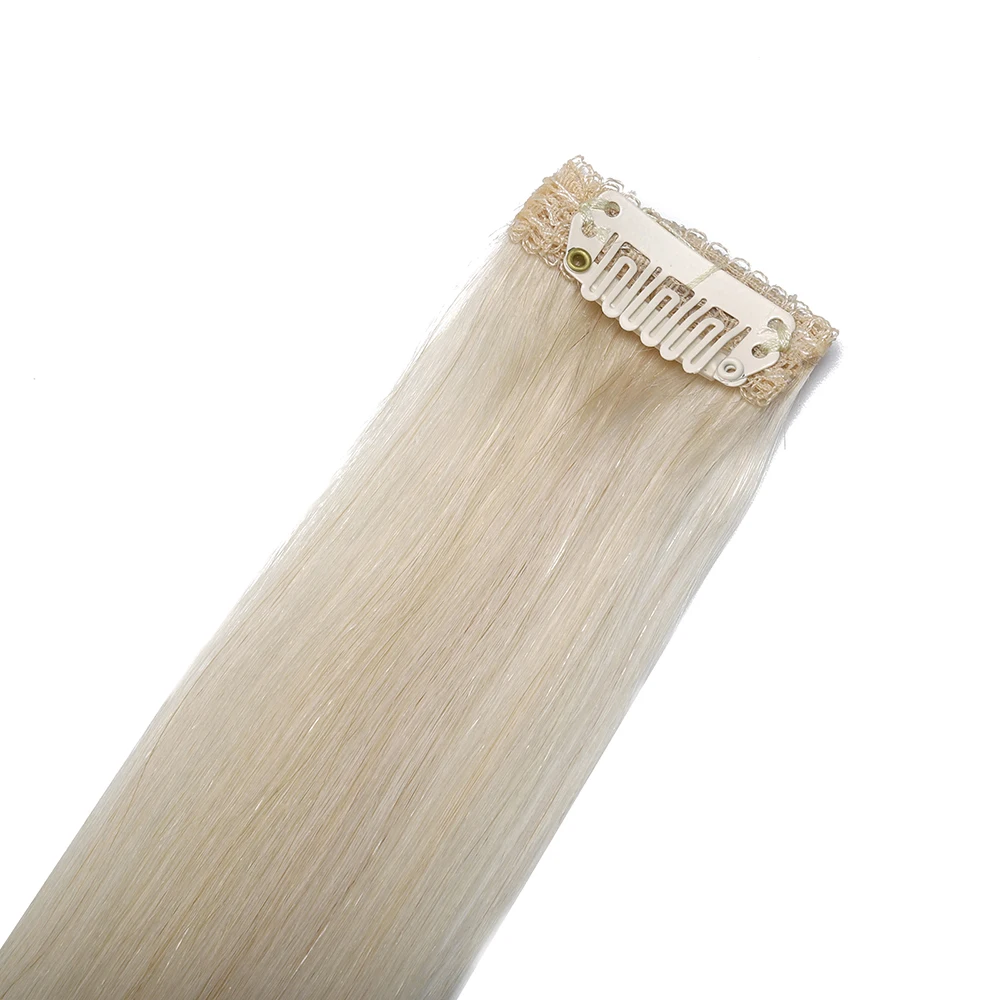 Trendy Hair Lace Clip-on Hair 25g 5pcs Ash Blonde #60 human hair clip in extensions blonde