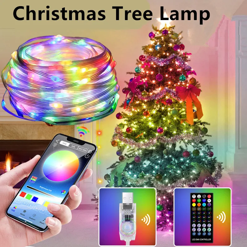 

5M 10M 15M 20M RGB Bluetooth LED String Lights Christmas Tree Decor For Home Christmas Light Holiday New Year Lamp Waterproof 2#