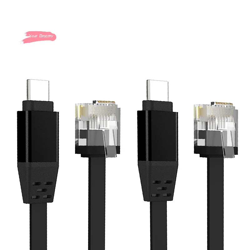 Y-1Pcs 블랙 타입-C TO RJ45 연결 케이블 전화 유선 네트워크 어댑터 노트북 태블릿 1000m