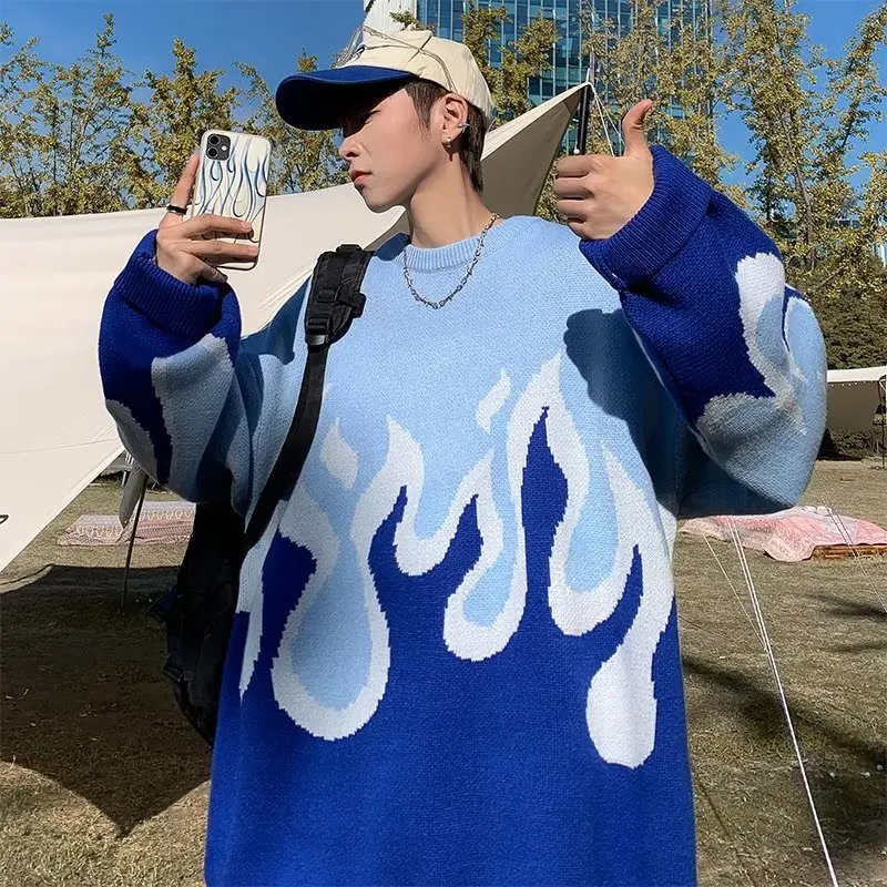 

2022 Autumn Men's Sweater,Women's Casual Sweater,Halloween Flame Sweater,Plus Fashion Simple Plush Top,New Sweater for Men