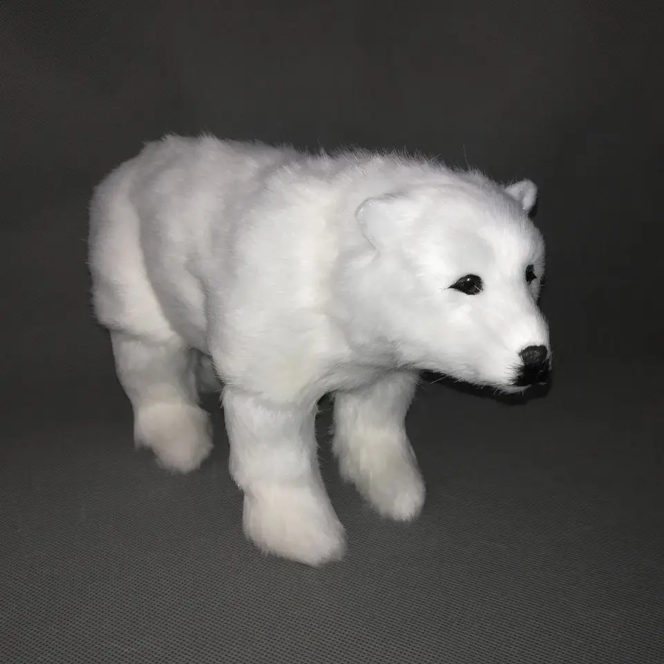 

Large 30x20cm Simulation Polar Bear Model Plastic & Furs Bear Static Handicraft,Decoration Toy Home Garden Decoration Gift P1608