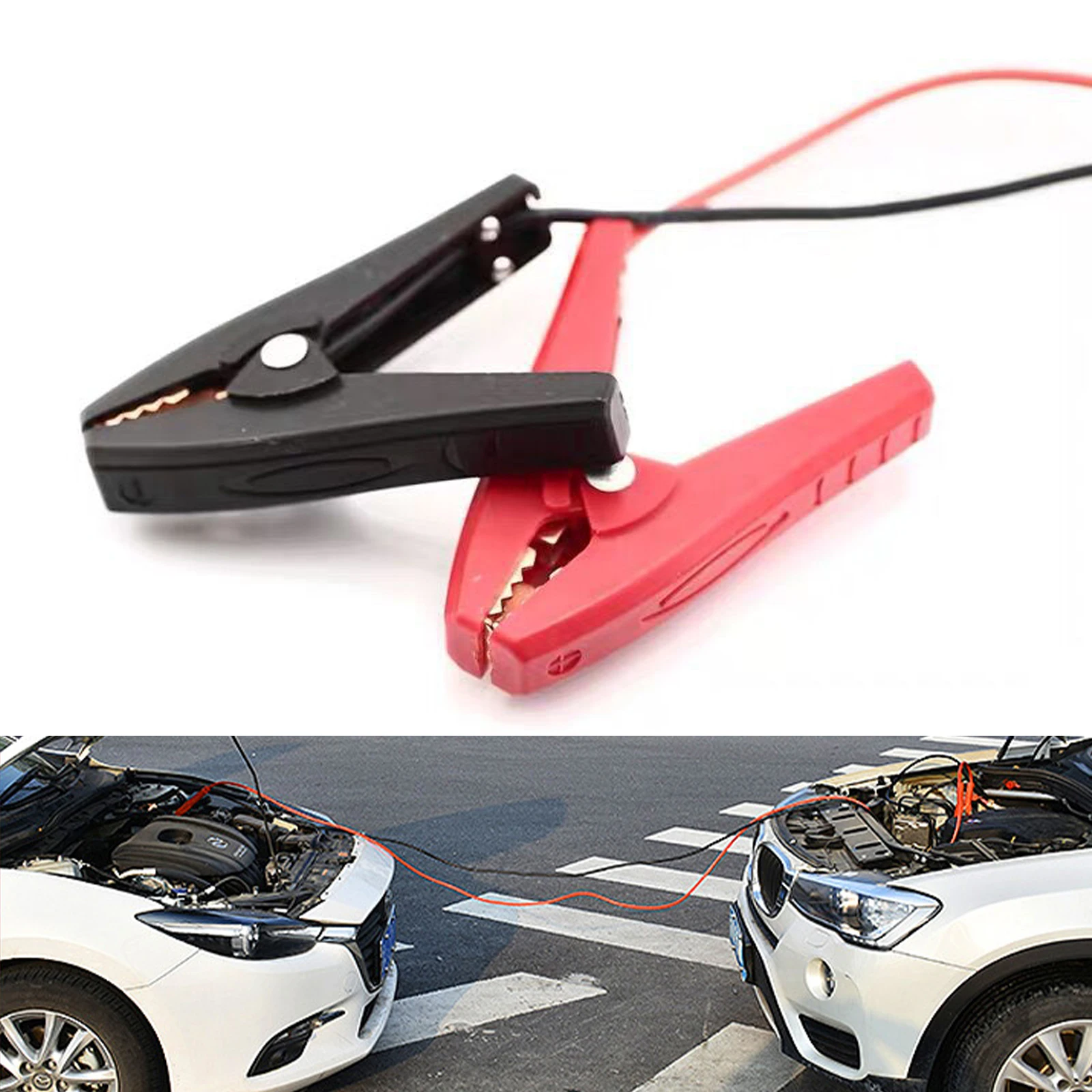 2Pcs Battery Terminal Clamp 30A/50A/100A Red + Black 70mm/80mm/90mm Crocodile Car