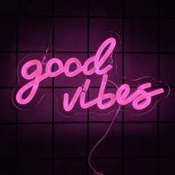 Rizz Neon Sign - Good Vibes LED Light for Man Cave, Gameroom, Bedroom, Dressing Room, Bar, and Home Party Decor (B)