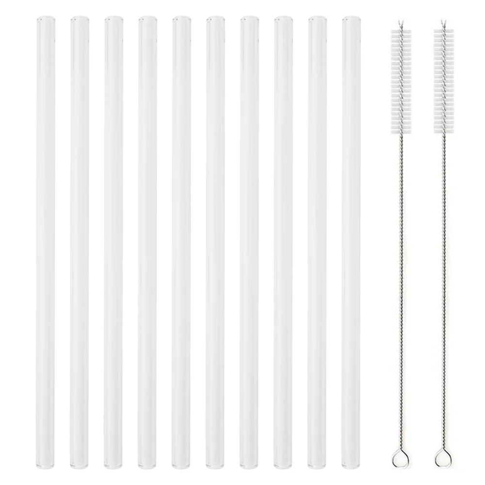 Eco-Friendly Reusable Glass Drinking Straws - Set of 12 for Smoothies & Cocktails