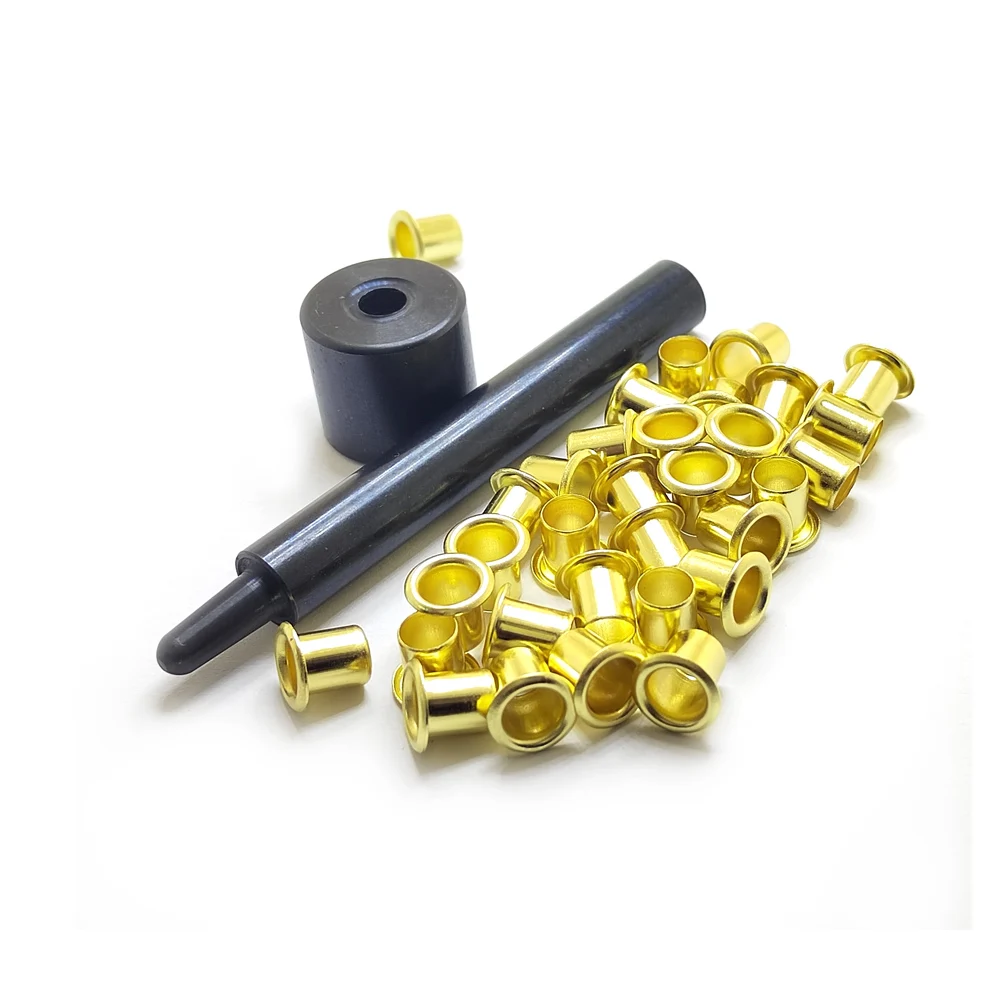 

Tools +200pcs #8-9-8.4 (.294 length under flange x1/4" outside Diameter) Brass Eyelets Krivets for .08"~0.9" thick Kydex Holster