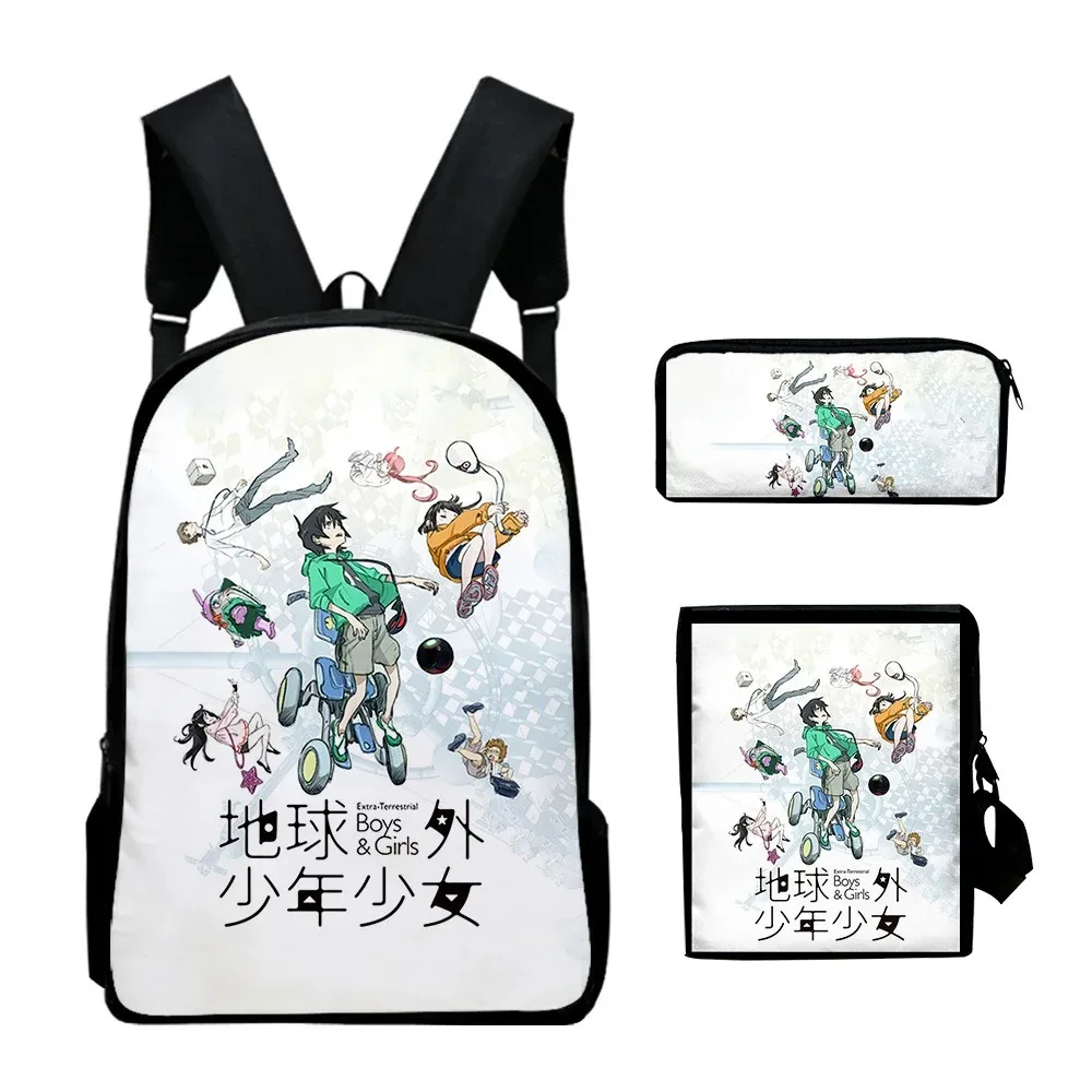 Harajuku Popular Cool Trese 3D Print Mochilas Escolares, Mochila Laptop, Inclinado Bolsa de Ombro, Lápis Caso, 3Pcs por Conjunto