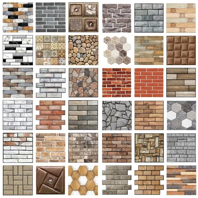 สติกเกอร์ติดผนัง3D แบบมีกาวในตัวกันน้ำวอลเปเปอร์พีวีซีสติ๊กเกอร์ติดผนังแบบลอกออกได้สำหรับตกแต่งห้องนั่งเล่นพื้นหลังทีวีห้องนอนบ้าน 1