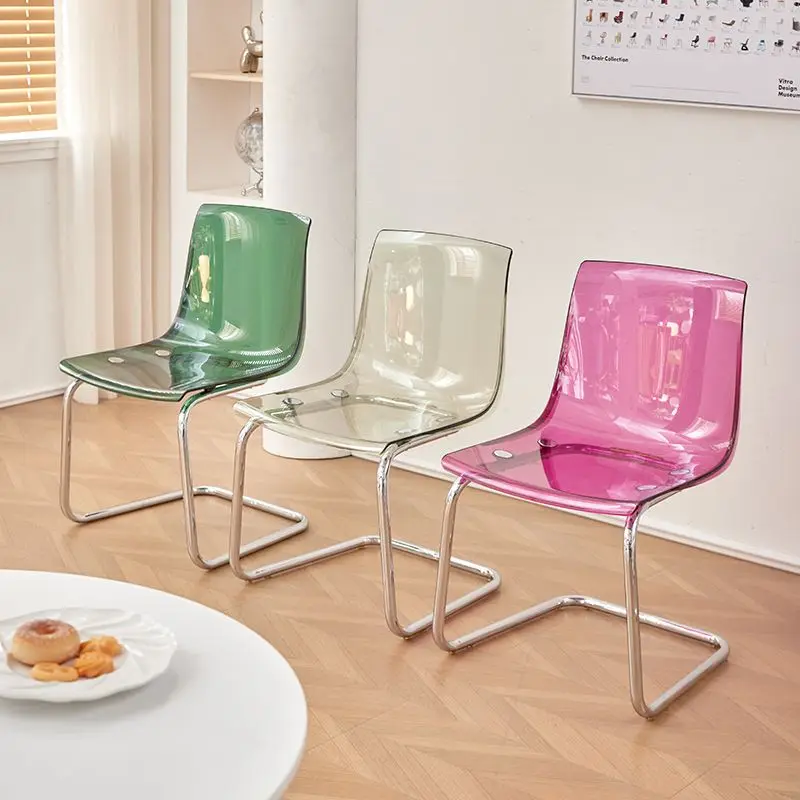 Nordic Modern Clear Acrylic Dining Chair Transparent Plastic Thickened Backrest Chair Simple Home Dining Room Furniture Design