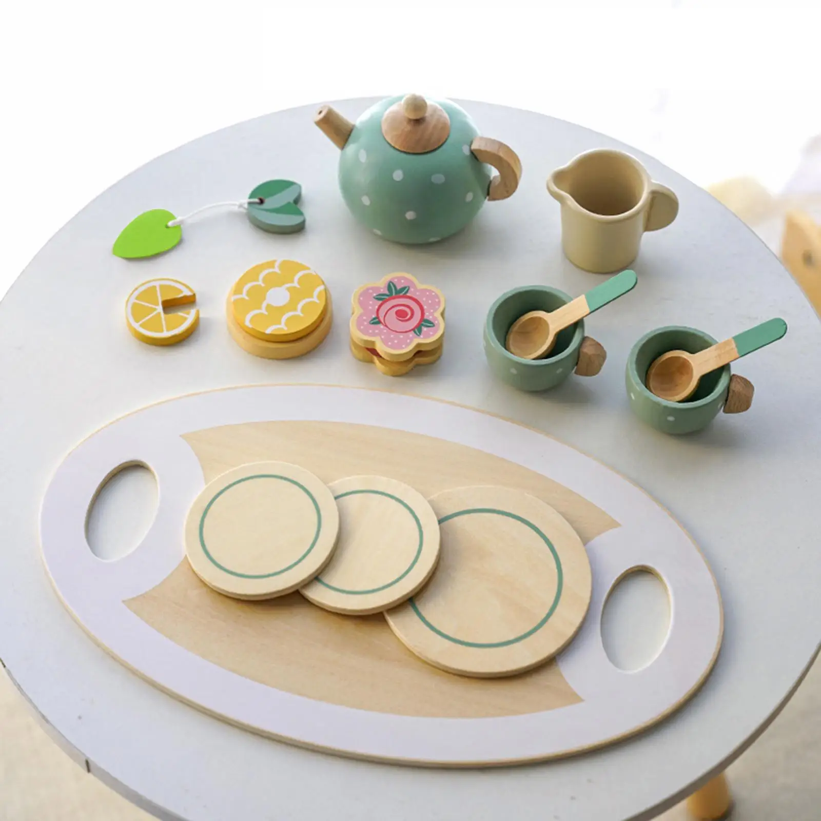 

Montessori Toys Multipurpose Cognitive Learning Toy Portable Tea Party Set