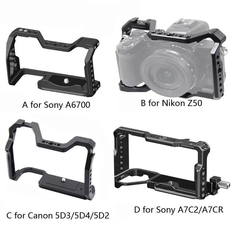 

FEICHAO Camera Cage Rig Frame Video Movie Making Stabilizer for Sony A6700 A7C2 A7CR /for Nikon Z50 /for Canon 5D3 5D4 5D2 DSLR