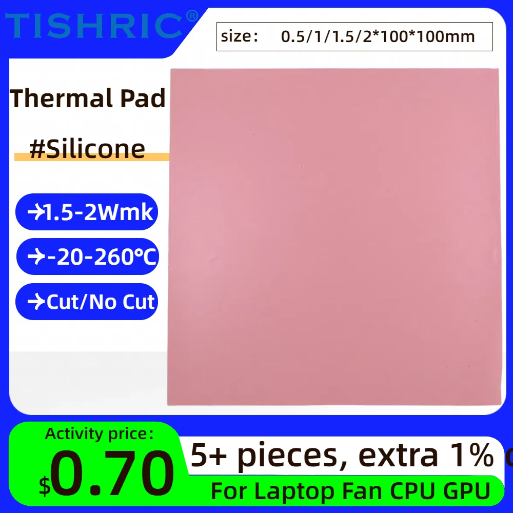 1x Pink 100mm X 100x 3mm Silicone Thermal Pad Sheet CPU Memory Board Heatsink - Foto 2