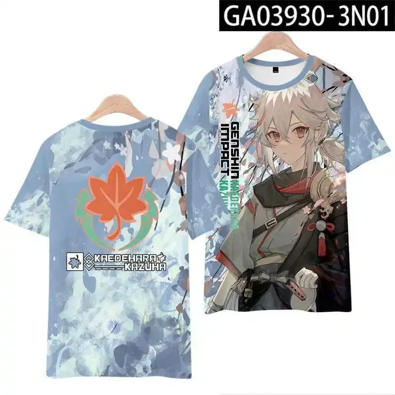 Game Genshin Impact 3D T Shirt Women Men Summer Fashion Short Sleeve Funny Tshirt Graphic Tees Kaedehara Kazuha Cosplay Costume