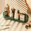 Clear Desktop Storage Box Makeup Perfume Organizer Tray, Small Bathroom Trays for Counter, Decorative Perfume Trays for Dresser, 2