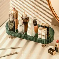 Clear Desktop Storage Box Makeup Perfume Organizer Tray, Small Bathroom Trays for Counter, Decorative Perfume Trays for Dresser, 2