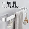 1PCS Aluminum Hook Shower Glass Door Hook Free Hole Towel Rack Hanger Key Organizer Plug Shaver Holder Rack Hooks for Hanging 2