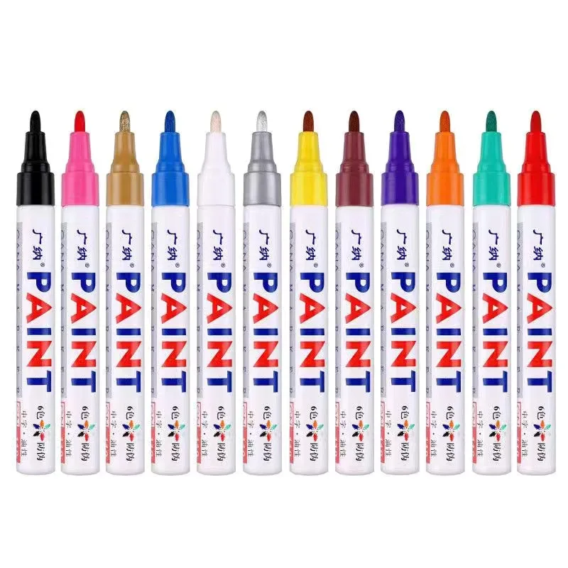 Colored Permanent Waterproof Car Touch-up Pen Paint Tire Tread CD Oily Mark Tool Artist Drawing Glass Metal Wood Stone Marker flow fluid acrylic paint set pouring acrylic pigment medium drawing tool for artist diy canvas glass paper wood tile and stone