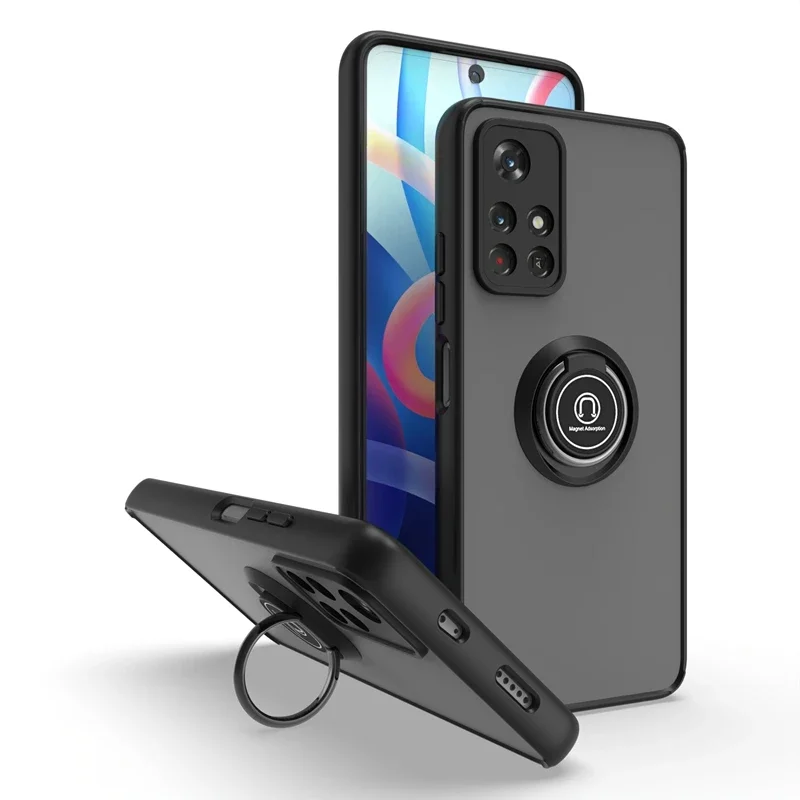 Shockproof Matte Case with Metal Ring Holder - Durable and Stylish Cover