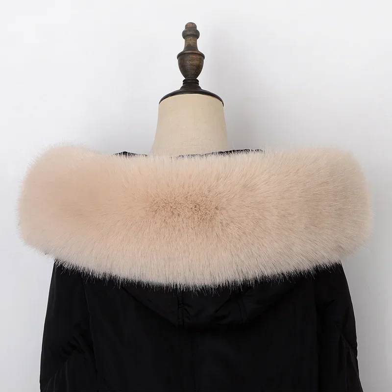 New Faux Fox Fur Collar Winter Women Fake Fur Scarf Shawls for Coat Warmer Decor Furry Hood Trims Parkas Jacket Fur Scarves
