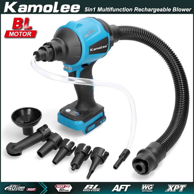 

Kamolee Dust Remover 5in1 Cordless Multifunction Rechargeable Blower Dust Blower Inflator Vacuum for Makita 18V Battery.