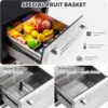 24" Outdoor Drawer Fridge, Counter Double Drawer Beverage Refrigerator, 5.2 Cu.Ft. Weather Proof Stainless Steel Built-in Fridge 3