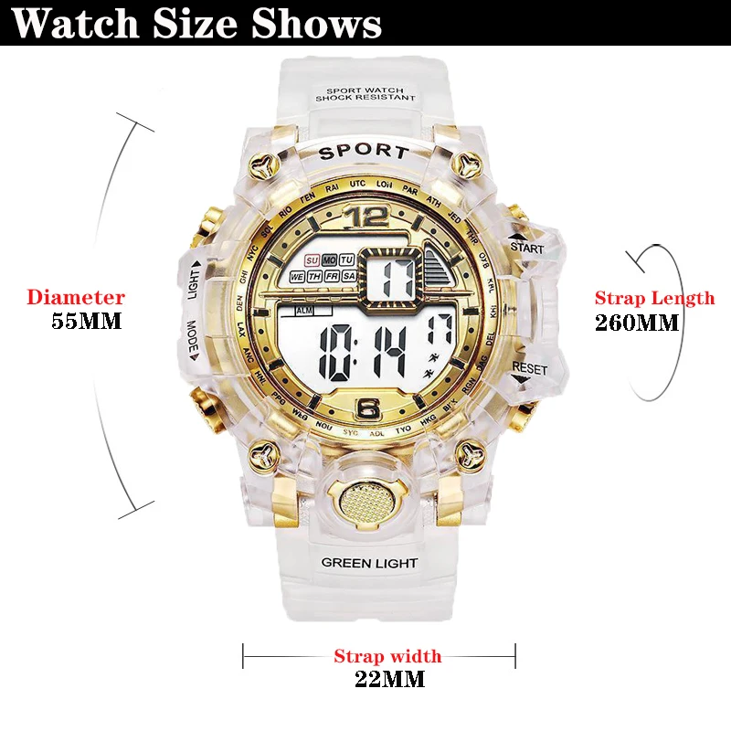 YIKAZE Fashion Digital Watch for Women Men Luxury Women Sports Watch Transparent Design Student Child Electronic Wristwatch 5