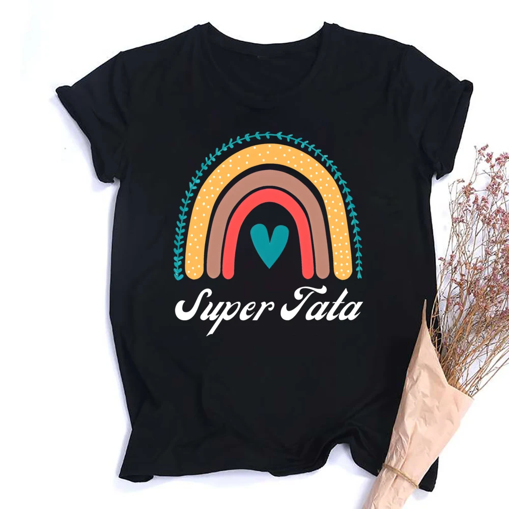 Super Tata Ranibow French Printed Shirts Funny Aunt Outfit T-shirt Women Short Sleeve Tee Tops Female Fashion Clothes T Shirt 6