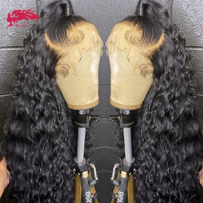 Ali Queen Water Wave Lace Frontal Wig 13x4 13x6 Indina hair Virgin Human Hair Lace Closure Glueless Wig 180% Density