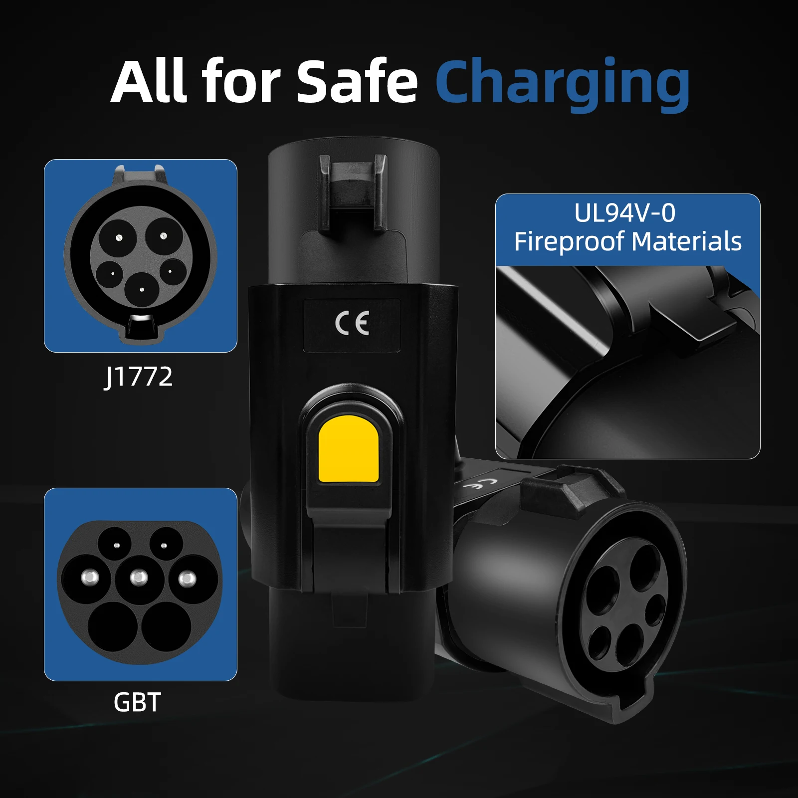 EVqiaoyi J1772 to GBT adapter AC 250V 32A type 1 to GB/T Car EV Charging Adaptor
