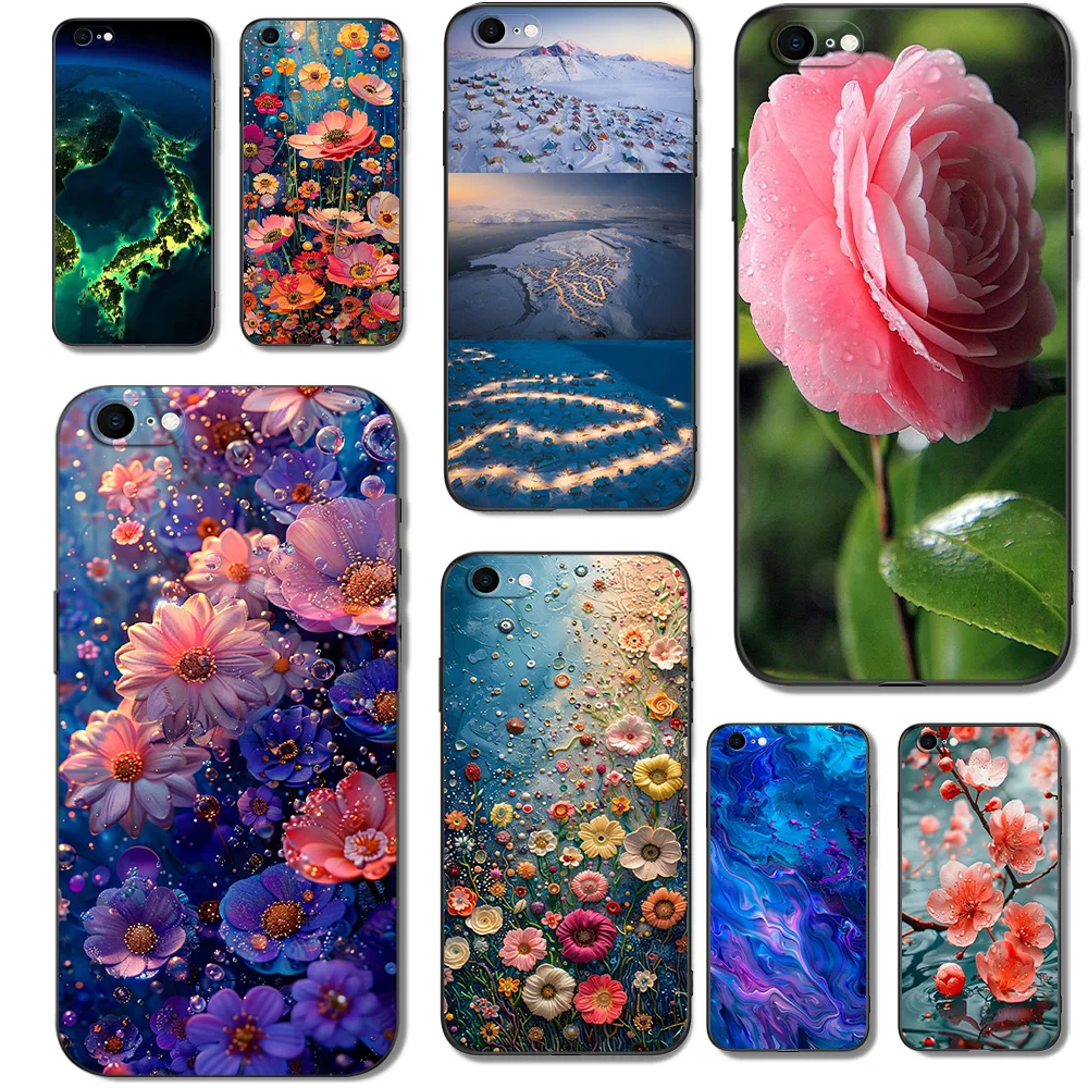 Per Iphone 5 S 5 S Se 2016 4.0 "Custodia Per Telefono Su Apple Iphone 6 S 6 S Plus Funda Bumper Custodia In Tpu Nero Custodie A Molla Fiore