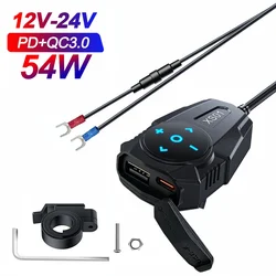 Waterproof Motorcycle USB - C Charger with Bluetooth Remote Controller (XS01)