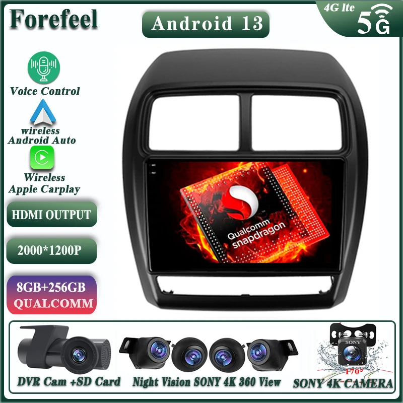 

Android 13 Qualcomm For Mitsubishi ASX 1 2016-2022 Multimedia Car Monitor GPS Navigation Stereo Radio High-performance CPU HDR