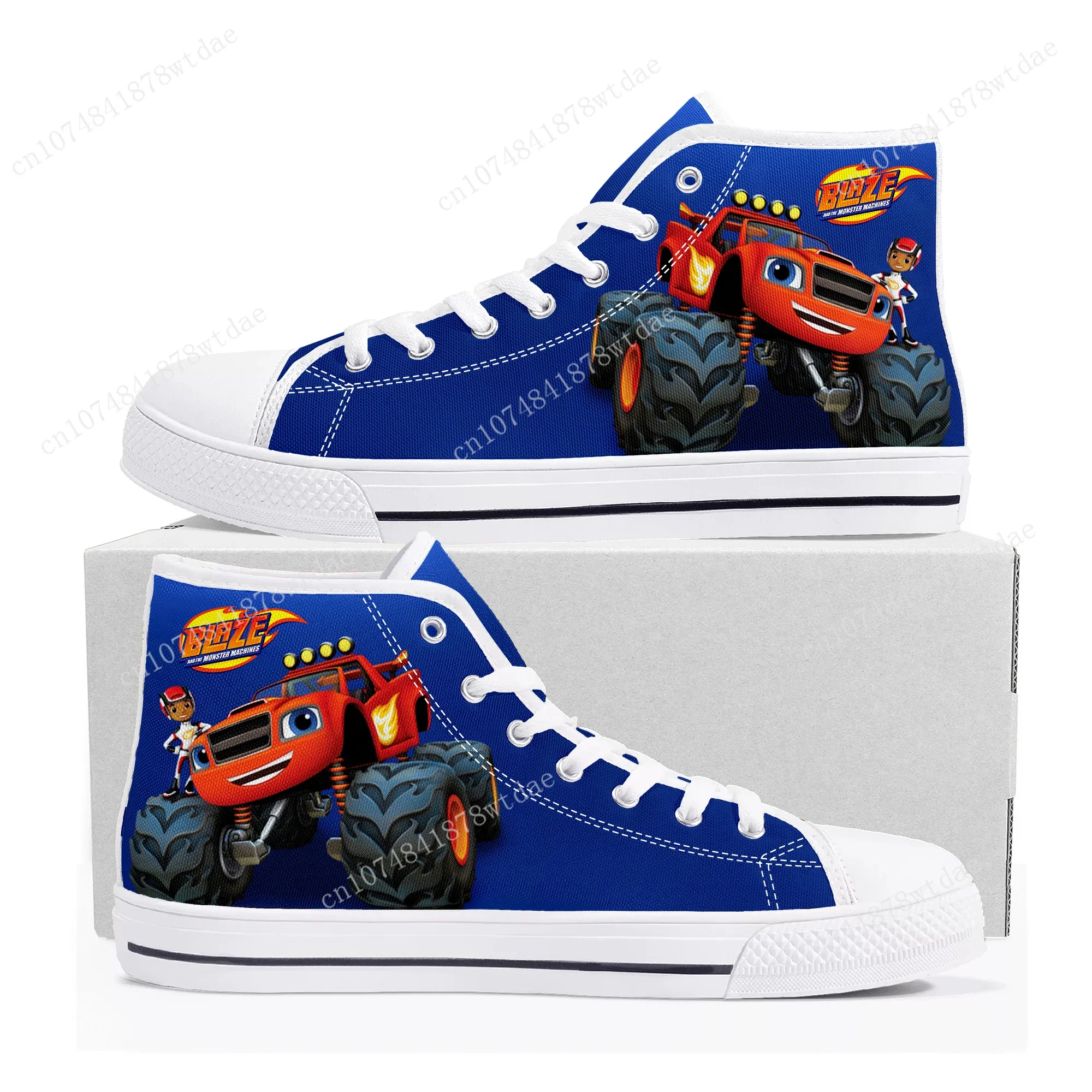 

Blaze And The Monster Machines High Top Sneakers Mens Womens Teenager High Quality Canvas Sneaker Comics Couple Customized Shoes