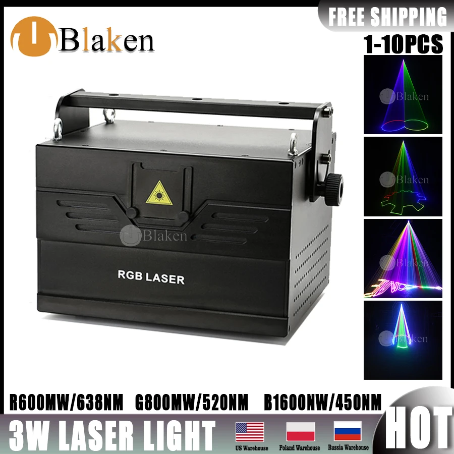 

0 Tax 3/4/5/8/10W ILDA 3D Scan Stage Laser Light Wedding Party Professional Device Club DJ Disco Animation Strong Beam Pojector