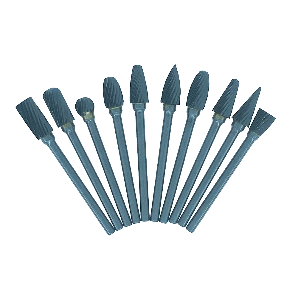 3mm Shank 6mm Coarse Teeth Tungsten Carbide Rotary File Burr Grinding Wood Aluminum Milling Cutter 10PCS Woodworking Tools milling cutter tools