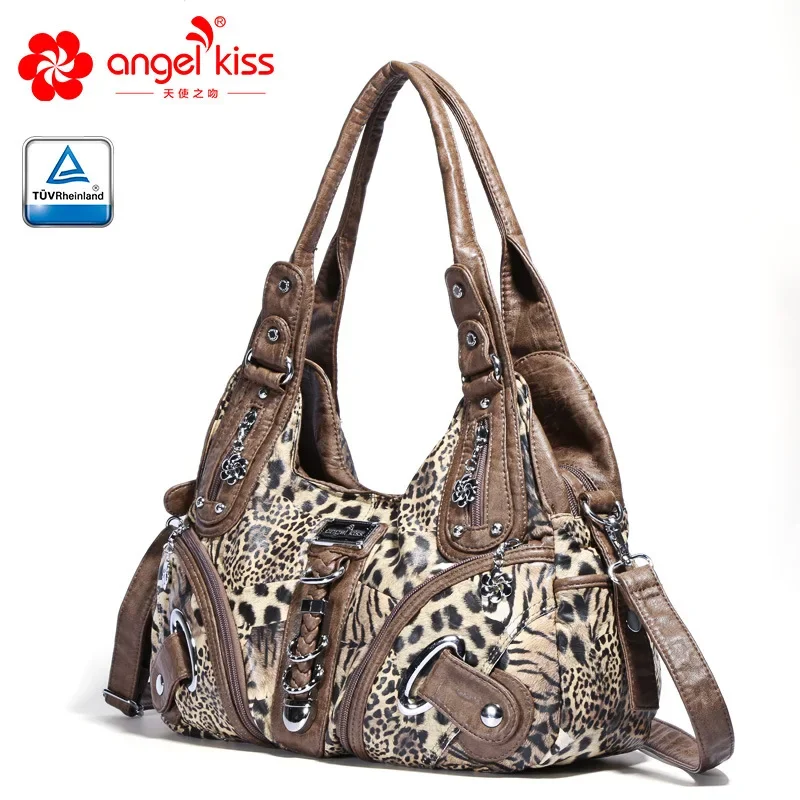 Angelkiss Women Handbags Leopard Bag Top-handle Handbag Fashion Satchel Dumpling Pack Shoulder Bag Tote Bag Hobos Large Purse 5