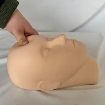 Testa di manichino per il trucco e l'estensione delle ciglia, testa del viso della bambola di cosmetologia, testa pratica in gomma Soft-Touch, facile da pulire