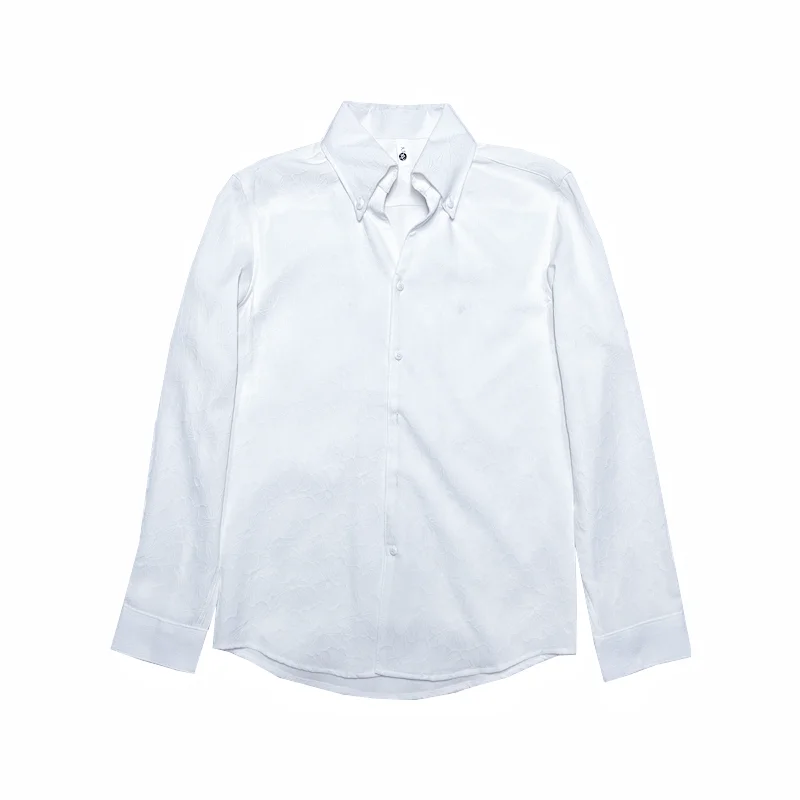 V넥 루즈 세트 칼라 캐주얼 긴팔 셔츠, 부티크 폭발 트렌드, 빅 프린트 패션, 슬림 비즈니스 남성, 시니어 감각