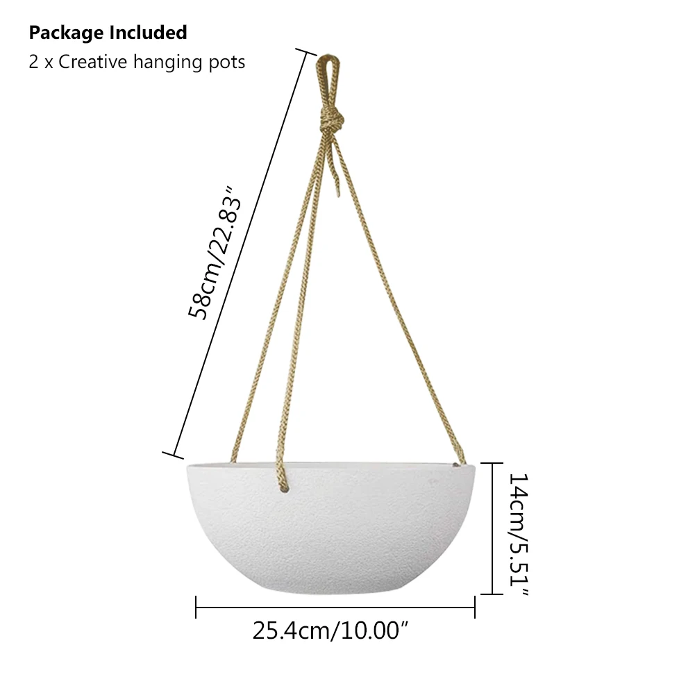 Set de 2 pots de fleurs en plastique suspendus diamètre 30 cm blanc  moucheté pots de