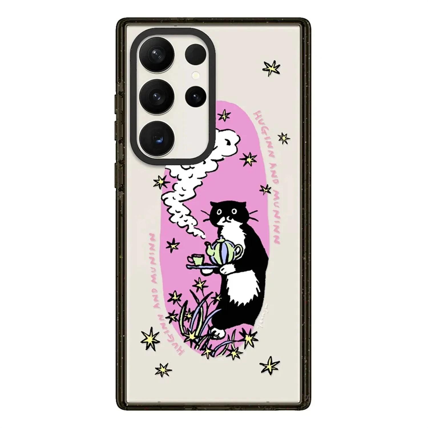 Cute Black Cat Acrylic Black Border Case for Samsung Galaxy S22 S23 S24 Ultra S22+ S23+ S24 Plus Cover Protective Case