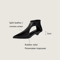Sandales d'été en cuir véritable pour femmes, chaussures à bout pointu et à talons bas, sandales modernes à bout/talon, grande taille, nouvelle collection 6