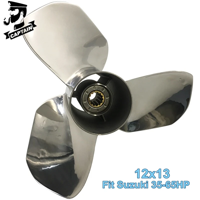 Captain Boat Propeller 12X13 Fit Suzuki Outboard Engines DF50 DF50A DT50 DT55 DT60 DF60A DT65 Stainless Steel 13 Tooth Spline RH captain propeller 11 1 4x15 58100 88l62 019 fit suzuki outboard engines df40a df50a df50av df60a df60av dt40 13 spline