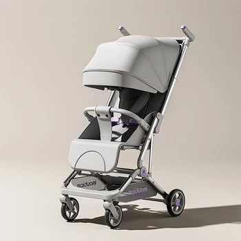 Flat-Lying Pocket Stroller with Integrated Spine Protection Backrest, Detachable Lightweight Foldable Baby Stroller 1