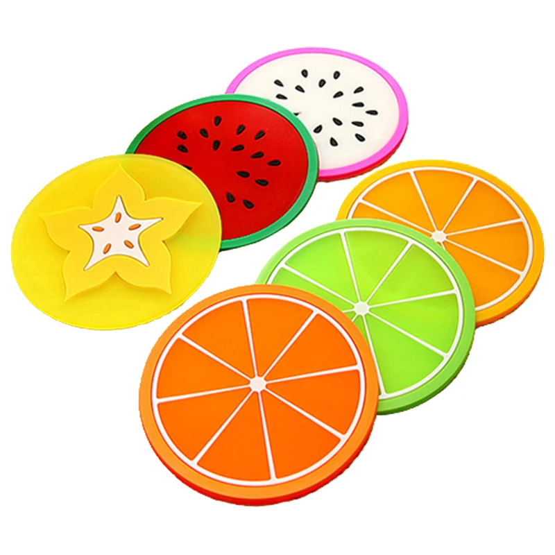 

Cup Coaster Fruit Coasters For Glasses Coffee Kitchen Accessories Table Mat Silicone Placemat Dining Baking Decoration Pad Mats