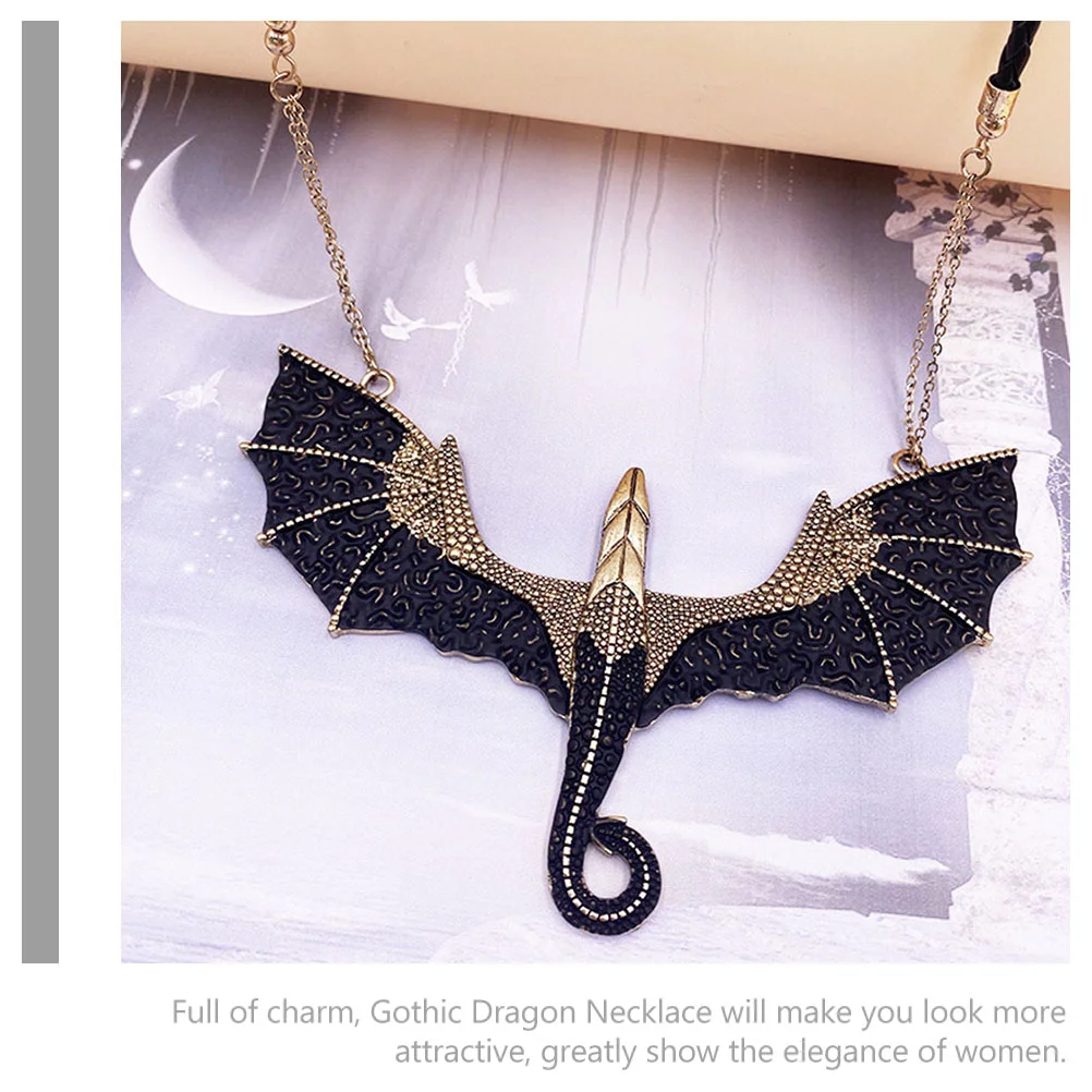 Amulet Fashionable Rock Pterosaur Ancient Gold Alloy Pendant Miss Necklaces Decorative Dragon For Women Chain Gothic