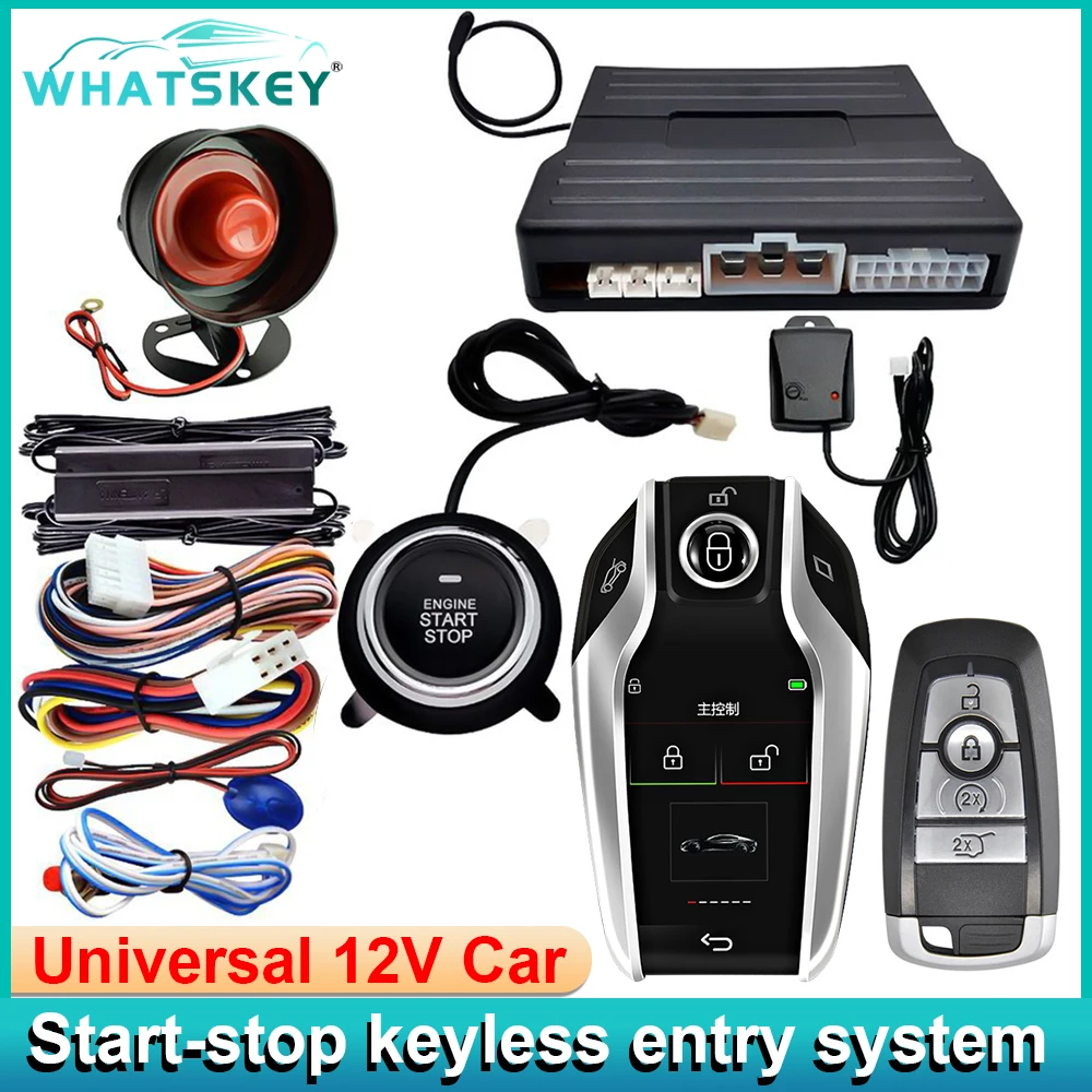 

Global Universal CF618 LCD Smart Key Start Stop Система безключевого доступа Центральный замок Автоматизация двигателя Однокнопочный пульт дистанционного управления Start Smart Комплект автомобильной сигнализации